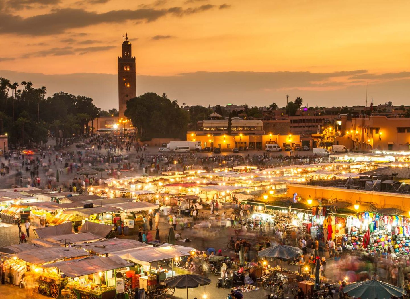 Plaza del mercado de Jamaa el Fna en Marrakech